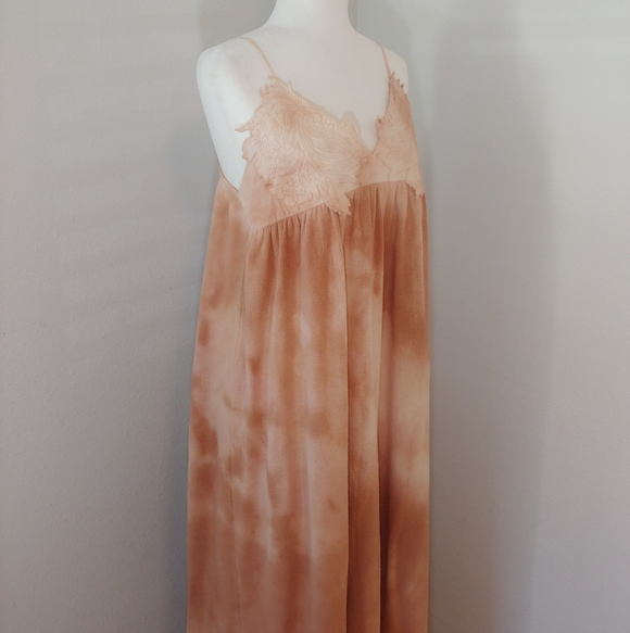 ZARA Maxi Summer Tie Dye Strap Dress Tan and Peach Women's Medium, NWT - Picture 5 of 17
